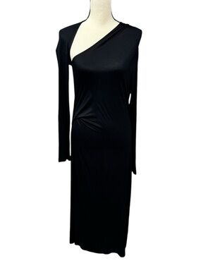 Helmut Lang Asymmetrical Long Sleeve Midi Dress Size M